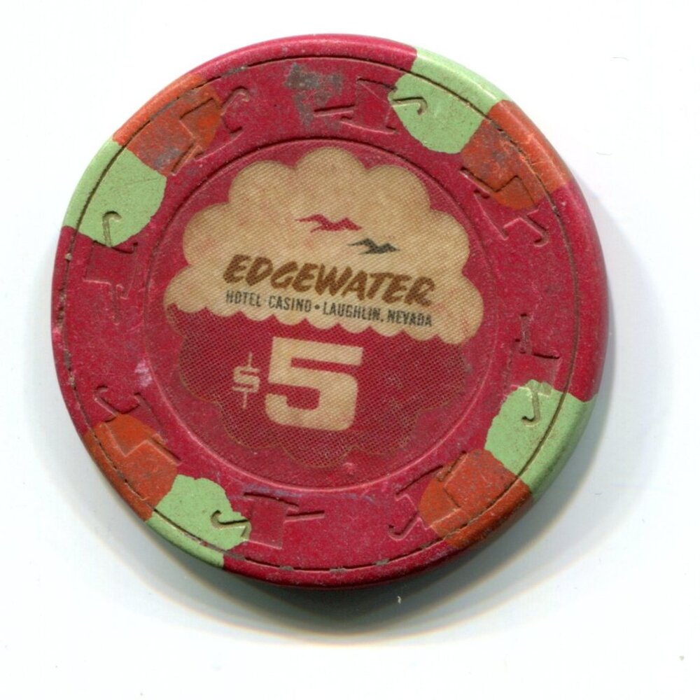 Edgewater Hotel & Casino Laughlin, NV $5 Gaming Chip (b744)